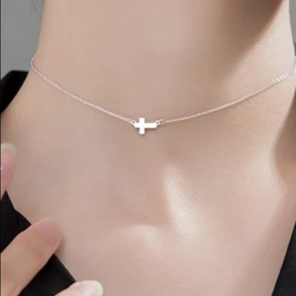 Tiny Cross Necklace - 16 in